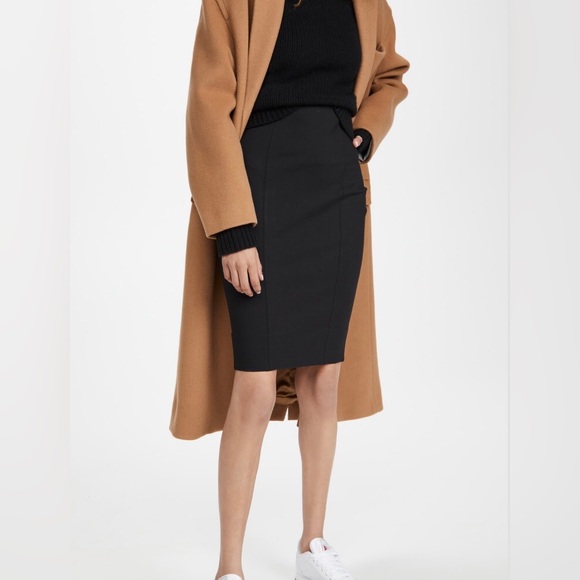 Spanx The Perfect Pencil Fitted High Waisted Midi Length Slit Skirt in Black - Picture 1 of 11
